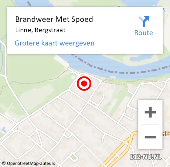 Locatie op kaart van de 112 melding: Brandweer Met Spoed Naar Linne, Bergstraat op 5 juni 2021 07:26