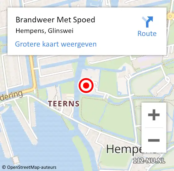 Locatie op kaart van de 112 melding: Brandweer Met Spoed Naar Hempens, Glinswei op 5 juni 2021 07:39