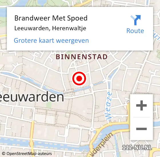 Locatie op kaart van de 112 melding: Brandweer Met Spoed Naar Leeuwarden, Herenwaltje op 5 juni 2021 07:45