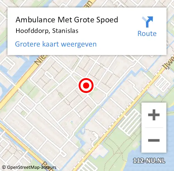 Locatie op kaart van de 112 melding: Ambulance Met Grote Spoed Naar Hoofddorp, Stanislas op 5 juni 2021 08:15