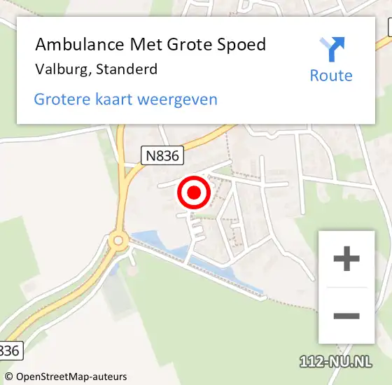 Locatie op kaart van de 112 melding: Ambulance Met Grote Spoed Naar Valburg, Standerd op 5 juni 2021 08:22