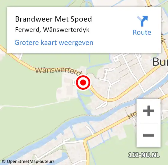 Locatie op kaart van de 112 melding: Brandweer Met Spoed Naar Ferwerd, Wânswerterdyk op 5 juni 2021 08:32