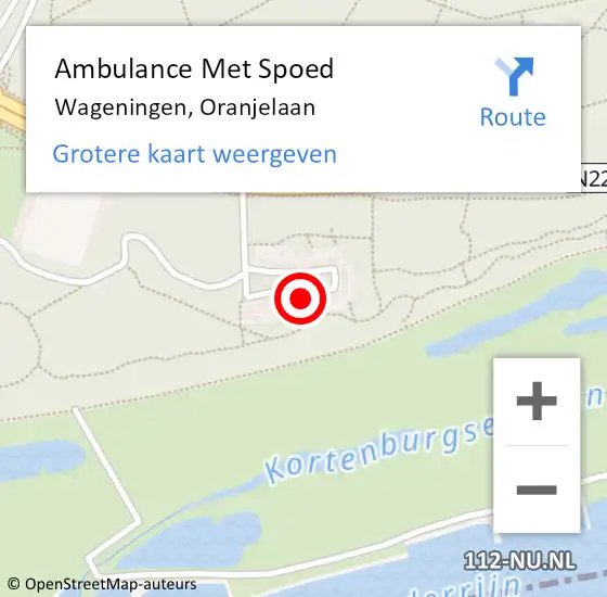 Locatie op kaart van de 112 melding: Ambulance Met Spoed Naar Wageningen, Oranjelaan op 5 juni 2021 08:46