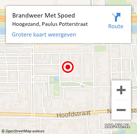 Locatie op kaart van de 112 melding: Brandweer Met Spoed Naar Hoogezand, Paulus Potterstraat op 5 juni 2021 08:57