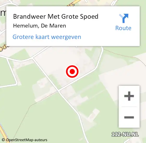 Locatie op kaart van de 112 melding: Brandweer Met Grote Spoed Naar Hemelum, De Maren op 5 juni 2021 09:00