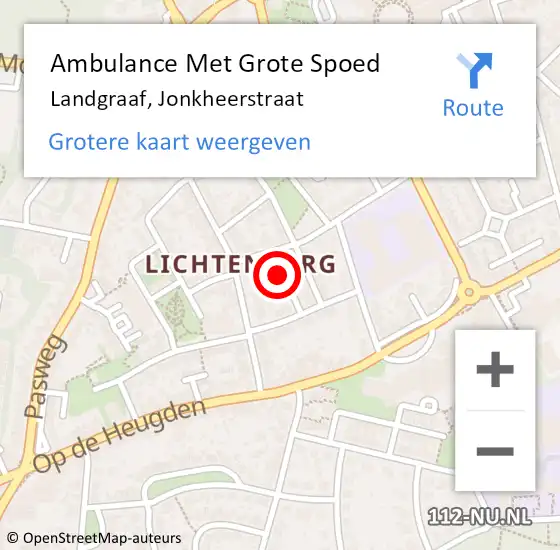 Locatie op kaart van de 112 melding: Ambulance Met Grote Spoed Naar Landgraaf, Jonkheerstraat op 5 juni 2021 09:04
