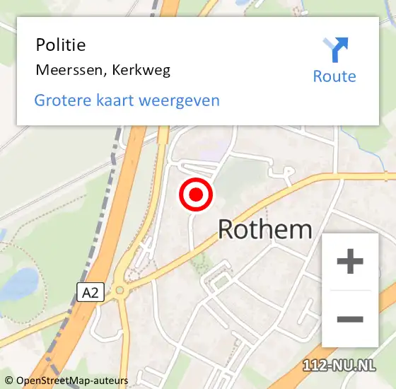 Locatie op kaart van de 112 melding: Politie Meerssen, Kerkweg op 5 juni 2021 09:11