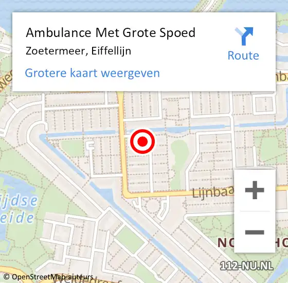 Locatie op kaart van de 112 melding: Ambulance Met Grote Spoed Naar Zoetermeer, Eiffellijn op 5 juni 2021 09:24