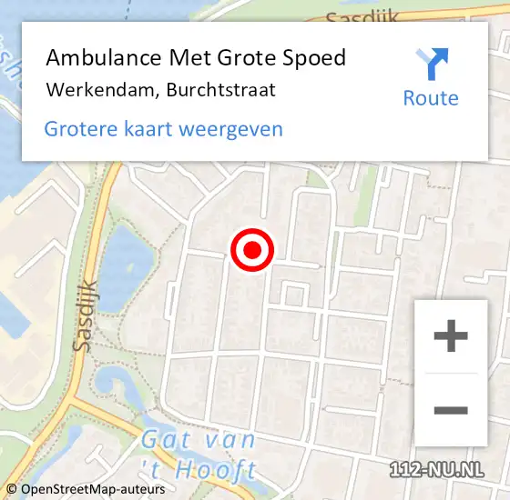 Locatie op kaart van de 112 melding: Ambulance Met Grote Spoed Naar Werkendam, Burchtstraat op 5 juni 2021 09:25