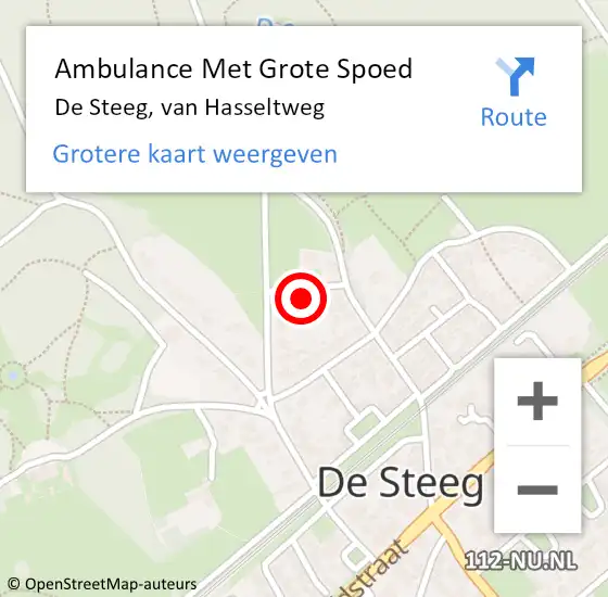 Locatie op kaart van de 112 melding: Ambulance Met Grote Spoed Naar De Steeg, van Hasseltweg op 5 juni 2021 09:29