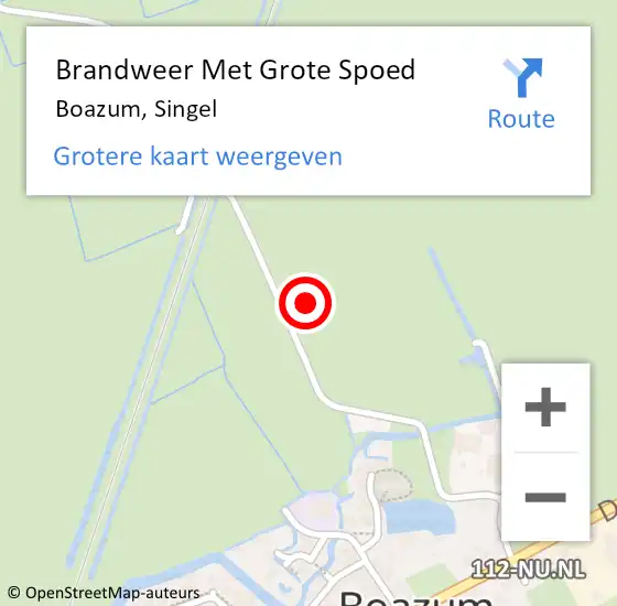 Locatie op kaart van de 112 melding: Brandweer Met Grote Spoed Naar Boazum, Singel op 5 juni 2021 10:05