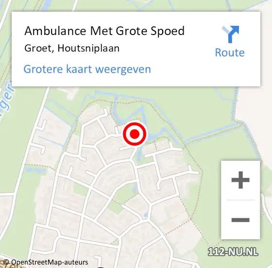 Locatie op kaart van de 112 melding: Ambulance Met Grote Spoed Naar Groet, Houtsniplaan op 5 juni 2021 10:11