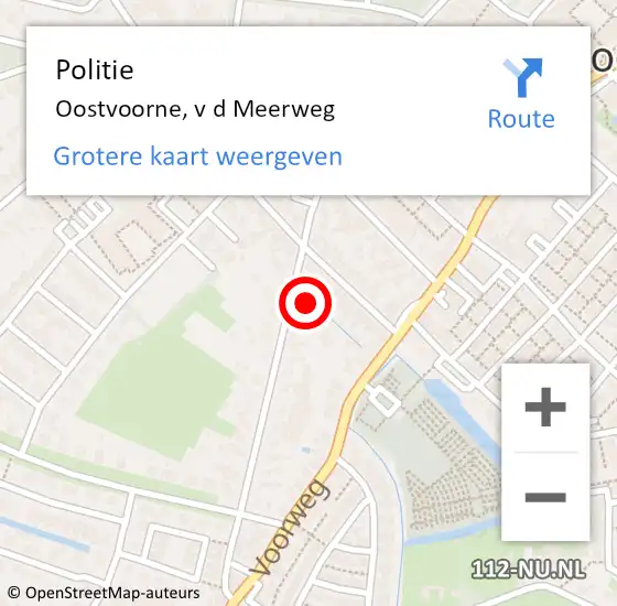 Locatie op kaart van de 112 melding: Politie Oostvoorne, v d Meerweg op 5 juni 2021 10:45