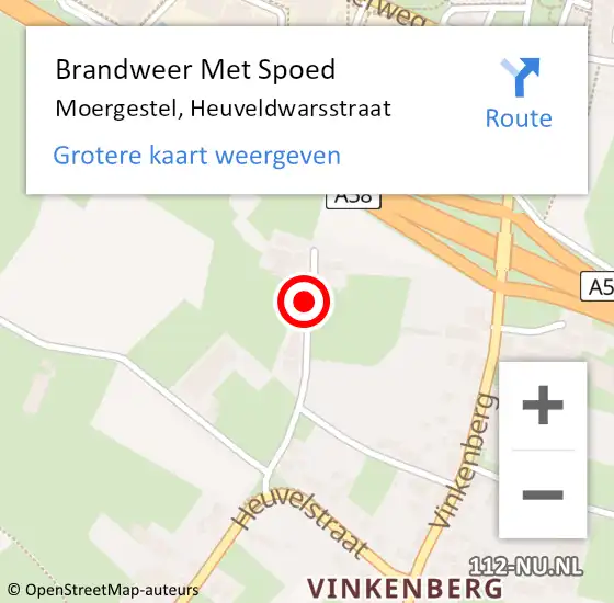 Locatie op kaart van de 112 melding: Brandweer Met Spoed Naar Moergestel, Heuveldwarsstraat op 5 juni 2021 11:00