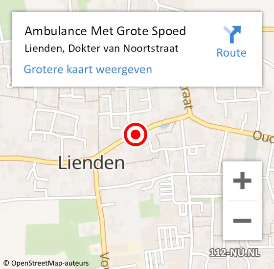 Locatie op kaart van de 112 melding: Ambulance Met Grote Spoed Naar Lienden, Dokter van Noortstraat op 5 juni 2021 11:00