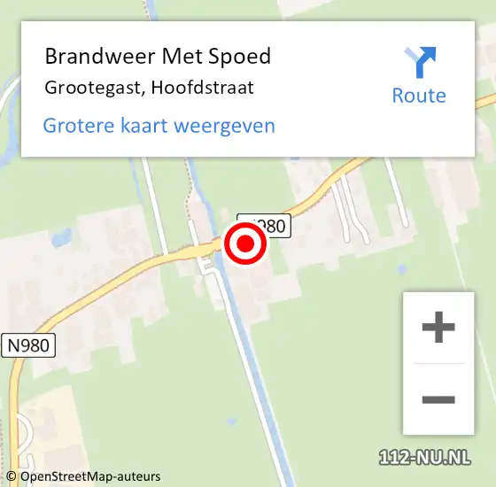 Locatie op kaart van de 112 melding: Brandweer Met Spoed Naar Grootegast, Hoofdstraat op 5 juni 2021 11:36