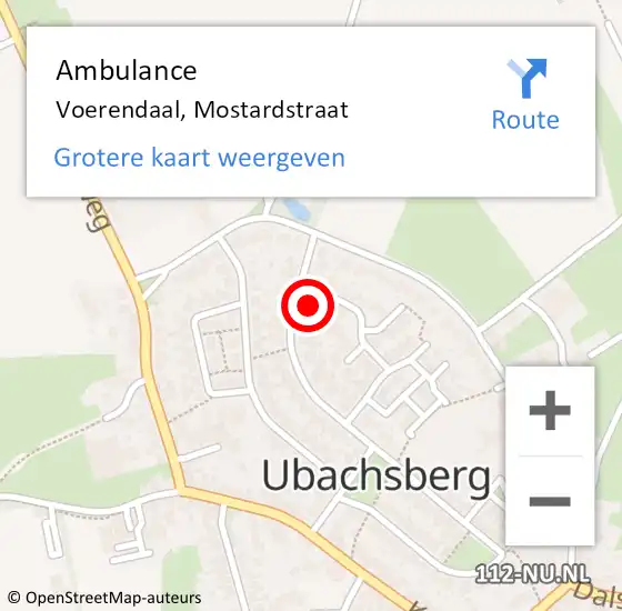 Locatie op kaart van de 112 melding: Ambulance Voerendaal, Mostardstraat op 12 juni 2014 12:34