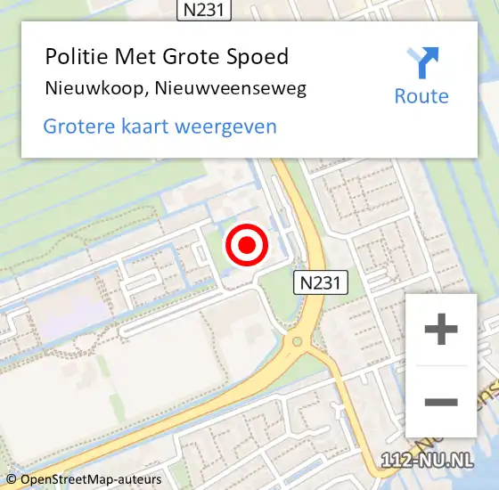 Locatie op kaart van de 112 melding: Politie Met Grote Spoed Naar Nieuwkoop, Nieuwveenseweg op 5 juni 2021 11:56