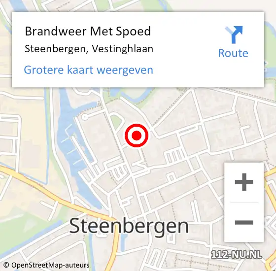 Locatie op kaart van de 112 melding: Brandweer Met Spoed Naar Steenbergen, Vestinghlaan op 5 juni 2021 12:00