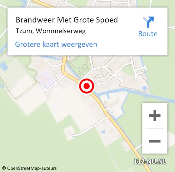 Locatie op kaart van de 112 melding: Brandweer Met Grote Spoed Naar Tzum, Wommelserweg op 5 juni 2021 12:00