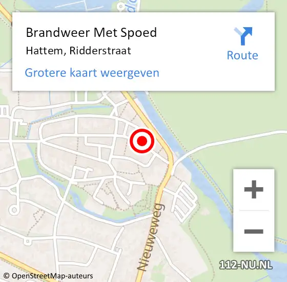 Locatie op kaart van de 112 melding: Brandweer Met Spoed Naar Hattem, Ridderstraat op 5 juni 2021 12:08