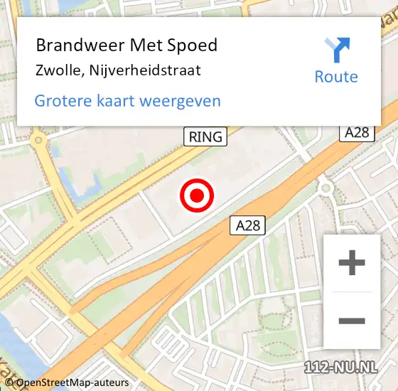 Locatie op kaart van de 112 melding: Brandweer Met Spoed Naar Zwolle, Nijverheidstraat op 5 juni 2021 12:15
