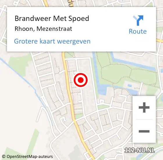 Locatie op kaart van de 112 melding: Brandweer Met Spoed Naar Rhoon, Mezenstraat op 5 juni 2021 12:31