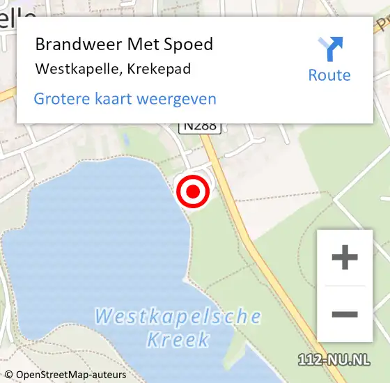 Locatie op kaart van de 112 melding: Brandweer Met Spoed Naar Westkapelle, Krekepad op 5 juni 2021 12:32