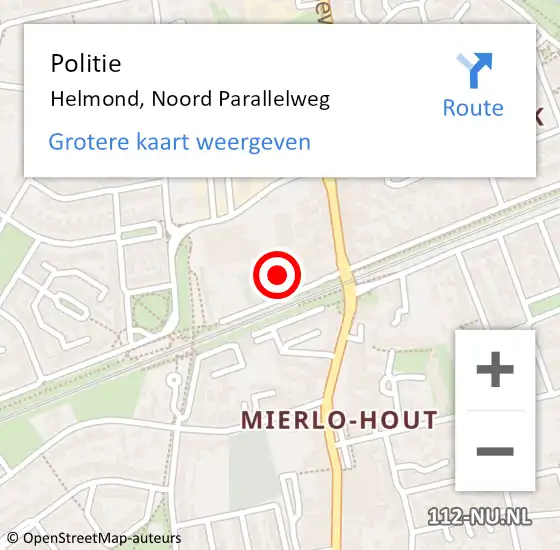 Locatie op kaart van de 112 melding: Politie Helmond, Noord Parallelweg op 5 juni 2021 13:37