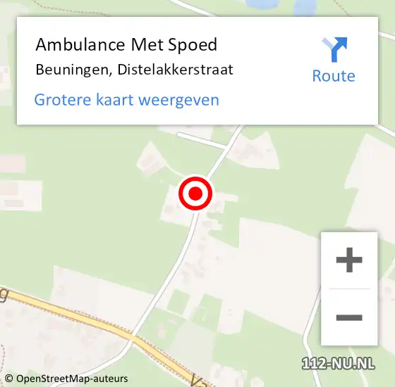 Locatie op kaart van de 112 melding: Ambulance Met Spoed Naar Beuningen, Distelakkerstraat op 5 juni 2021 13:46