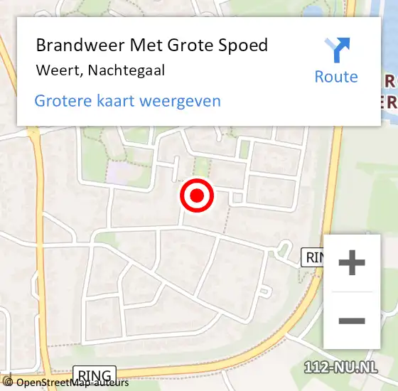 Locatie op kaart van de 112 melding: Brandweer Met Grote Spoed Naar Weert, Nachtegaal op 5 juni 2021 14:20