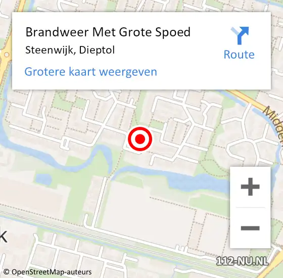 Locatie op kaart van de 112 melding: Brandweer Met Grote Spoed Naar Steenwijk, Dieptol op 12 juni 2014 12:45