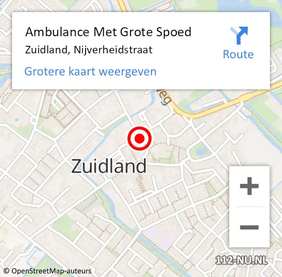 Locatie op kaart van de 112 melding: Ambulance Met Grote Spoed Naar Zuidland, Nijverheidstraat op 5 juni 2021 14:32