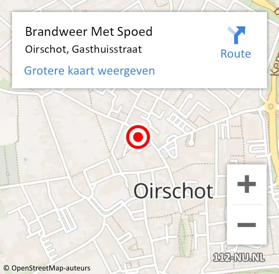 Locatie op kaart van de 112 melding: Brandweer Met Spoed Naar Oirschot, Gasthuisstraat op 5 juni 2021 15:06