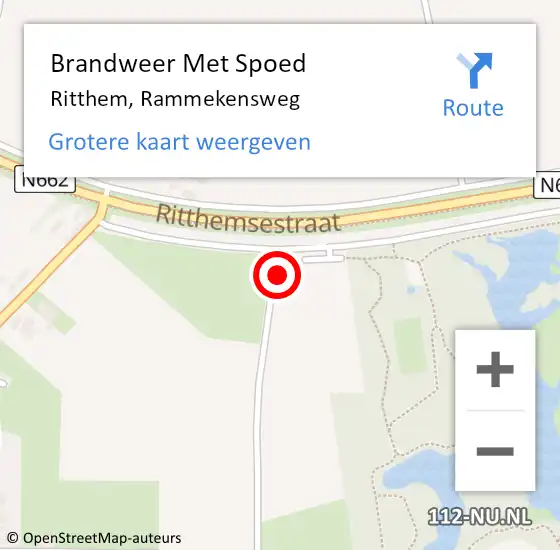 Locatie op kaart van de 112 melding: Brandweer Met Spoed Naar Ritthem, Rammekensweg op 5 juni 2021 15:11