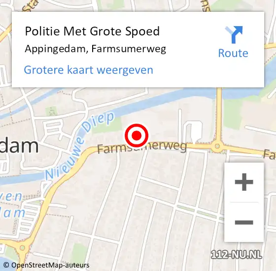 Locatie op kaart van de 112 melding: Politie Met Grote Spoed Naar Appingedam, Farmsumerweg op 5 juni 2021 15:48