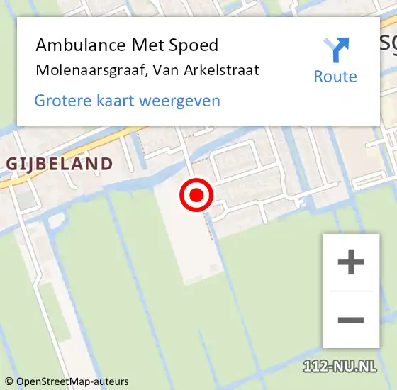 Locatie op kaart van de 112 melding: Ambulance Met Spoed Naar Molenaarsgraaf, Van Arkelstraat op 5 juni 2021 16:24