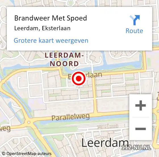 Locatie op kaart van de 112 melding: Brandweer Met Spoed Naar Leerdam, Eksterlaan op 5 juni 2021 17:01