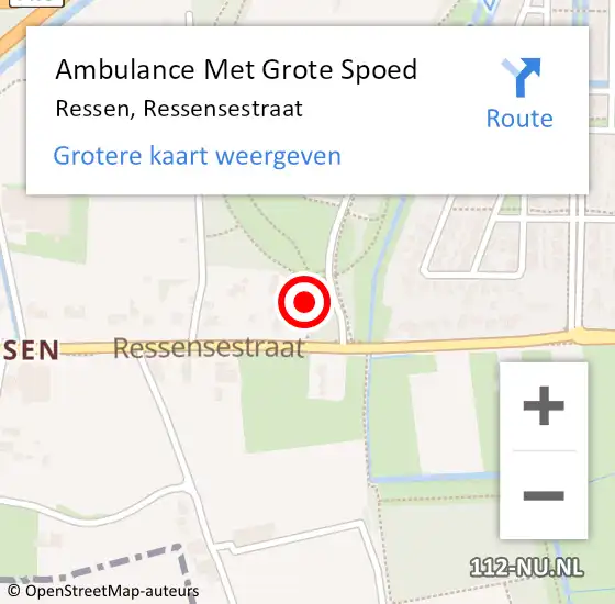 Locatie op kaart van de 112 melding: Ambulance Met Grote Spoed Naar Ressen, Ressensestraat op 5 juni 2021 17:19