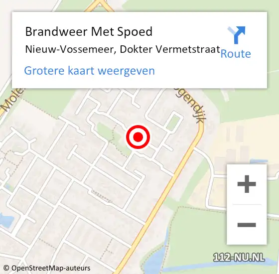 Locatie op kaart van de 112 melding: Brandweer Met Spoed Naar Nieuw-Vossemeer, Dokter Vermetstraat op 5 juni 2021 17:29