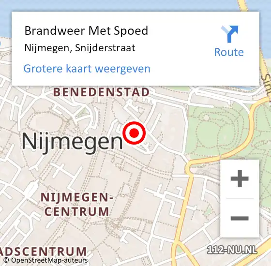 Locatie op kaart van de 112 melding: Brandweer Met Spoed Naar Nijmegen, Snijderstraat op 5 juni 2021 17:42