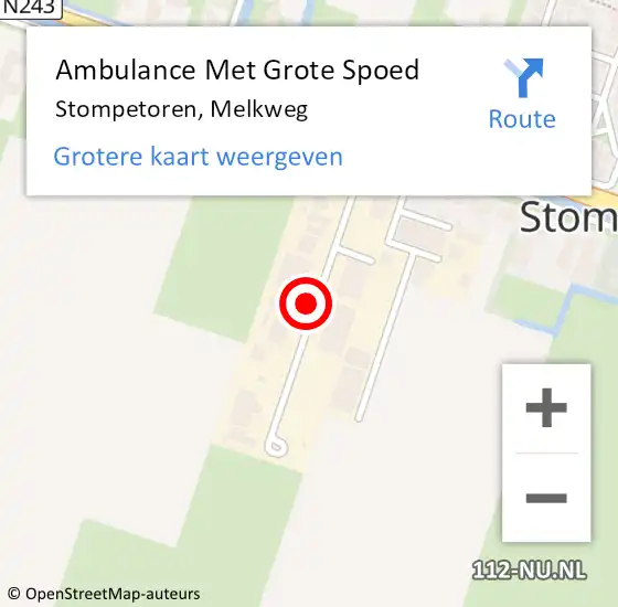 Locatie op kaart van de 112 melding: Ambulance Met Grote Spoed Naar Stompetoren, Melkweg op 5 juni 2021 17:52
