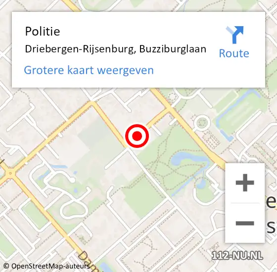 Locatie op kaart van de 112 melding: Politie Driebergen-Rijsenburg, Buzziburglaan op 5 juni 2021 17:52