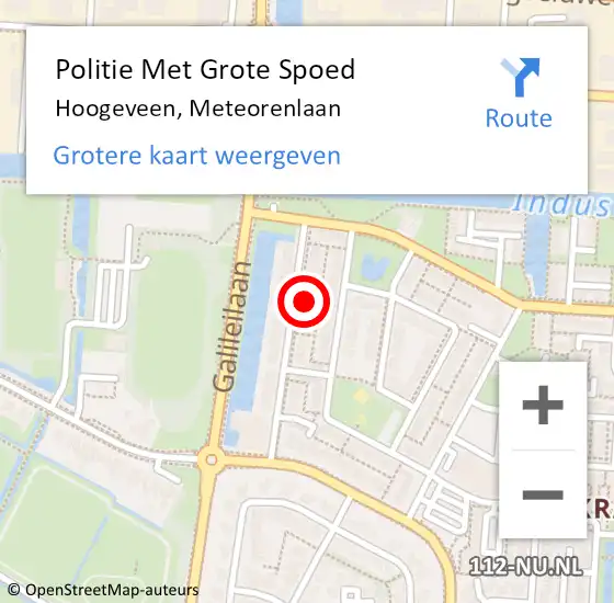 Locatie op kaart van de 112 melding: Politie Met Grote Spoed Naar Hoogeveen, Meteorenlaan op 5 juni 2021 18:05