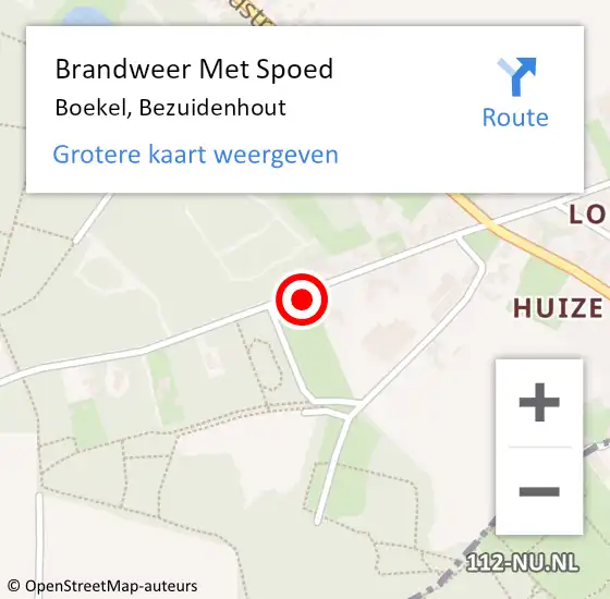 Locatie op kaart van de 112 melding: Brandweer Met Spoed Naar Boekel, Bezuidenhout op 5 juni 2021 18:05