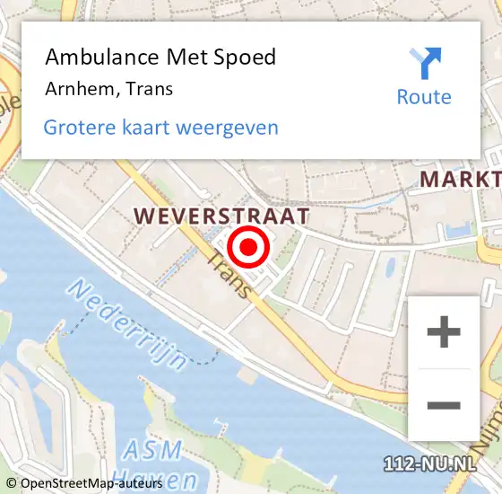 Locatie op kaart van de 112 melding: Ambulance Met Spoed Naar Arnhem, Trans op 5 juni 2021 18:29