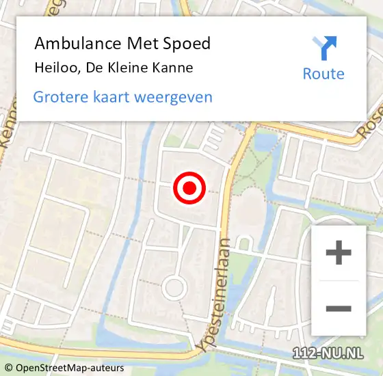 Locatie op kaart van de 112 melding: Ambulance Met Spoed Naar Heiloo, De Kleine Kanne op 5 juni 2021 18:48