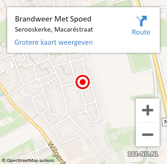 Locatie op kaart van de 112 melding: Brandweer Met Spoed Naar Serooskerke, Macaréstraat op 5 juni 2021 18:54
