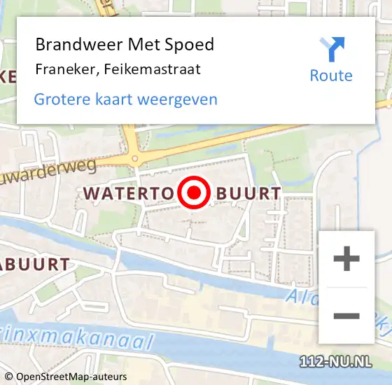 Locatie op kaart van de 112 melding: Brandweer Met Spoed Naar Franeker, Feikemastraat op 5 juni 2021 19:20