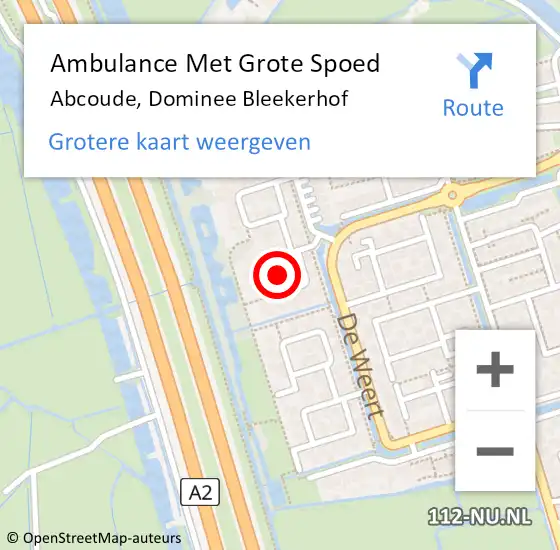 Locatie op kaart van de 112 melding: Ambulance Met Grote Spoed Naar Abcoude, Dominee Bleekerhof op 5 juni 2021 19:37